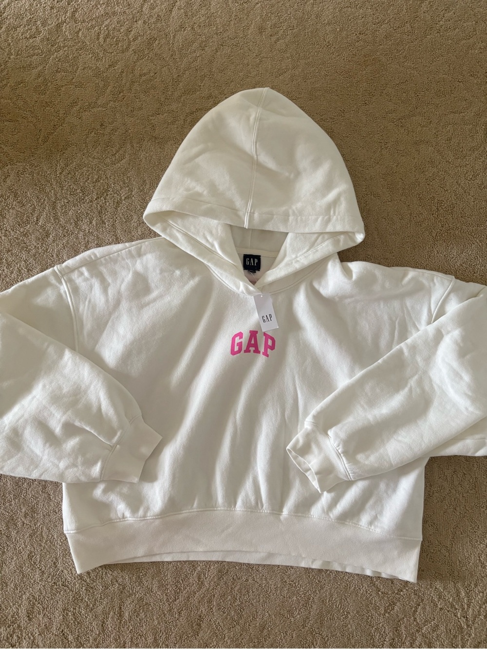 GAP White Hoodie with Pink Logo